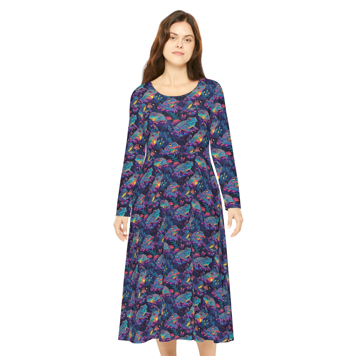 Funky Frogs Women's Long Sleeve Dance Dress (AOP)