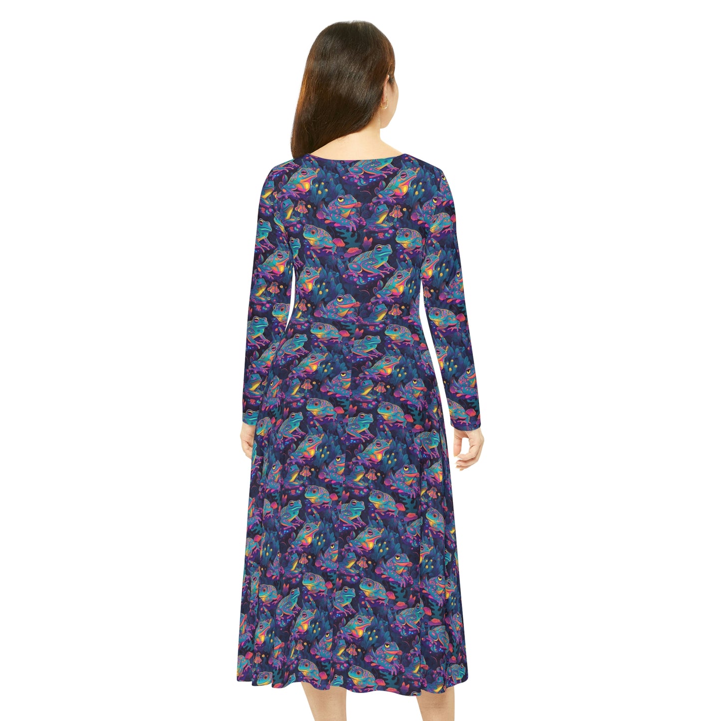 Funky Frogs Women's Long Sleeve Dance Dress (AOP)