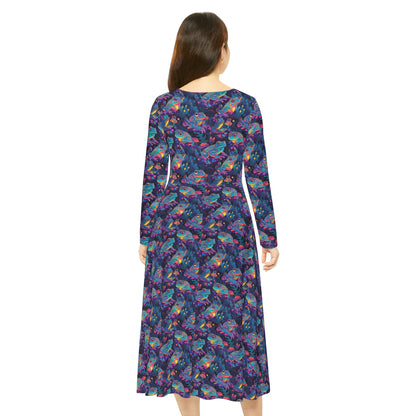 Funky Frogs Women's Long Sleeve Dance Dress (AOP)