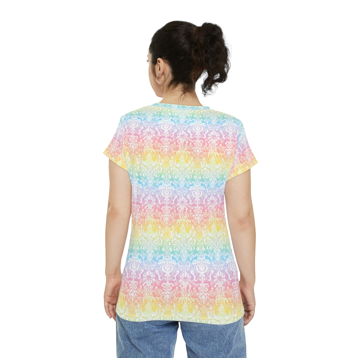 Rainbow Damask (v1) Women's Short Sleeve Shirt (AOP)