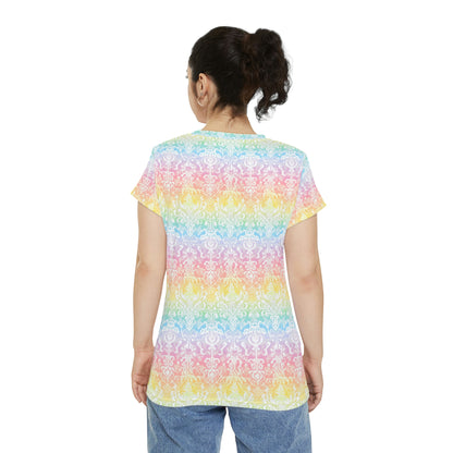 Rainbow Damask (v1) Women's Short Sleeve Shirt (AOP)