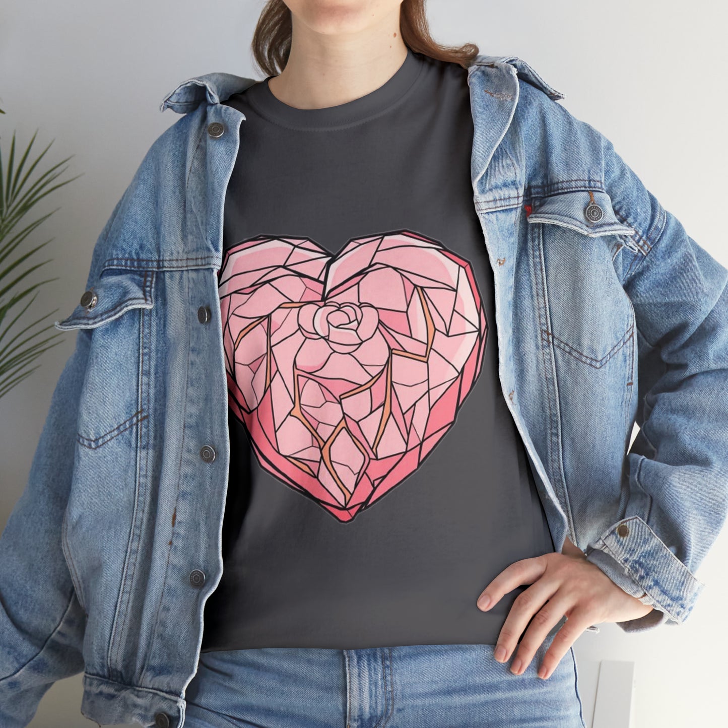 Rose Quartz Heart Unisex Heavy Cotton Tee
