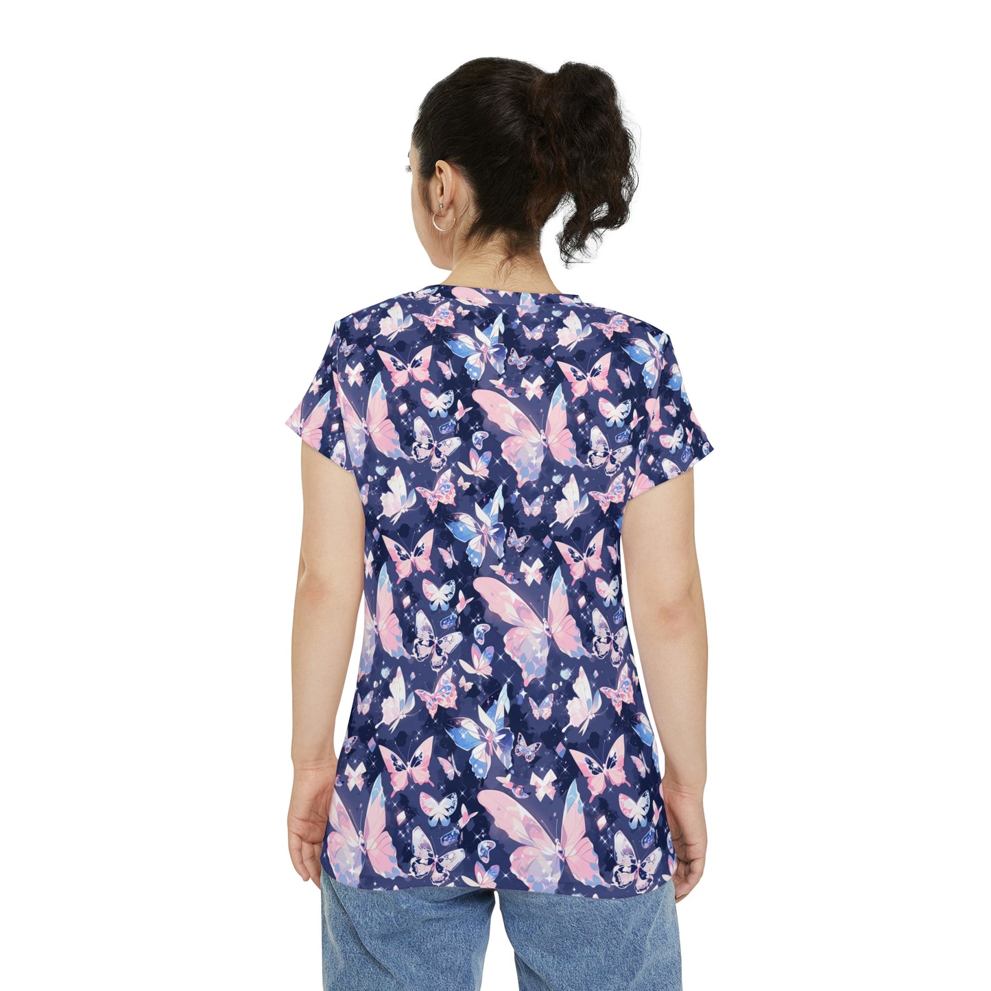 Crystal Butterflies Women's Short Sleeve Shirt (AOP)