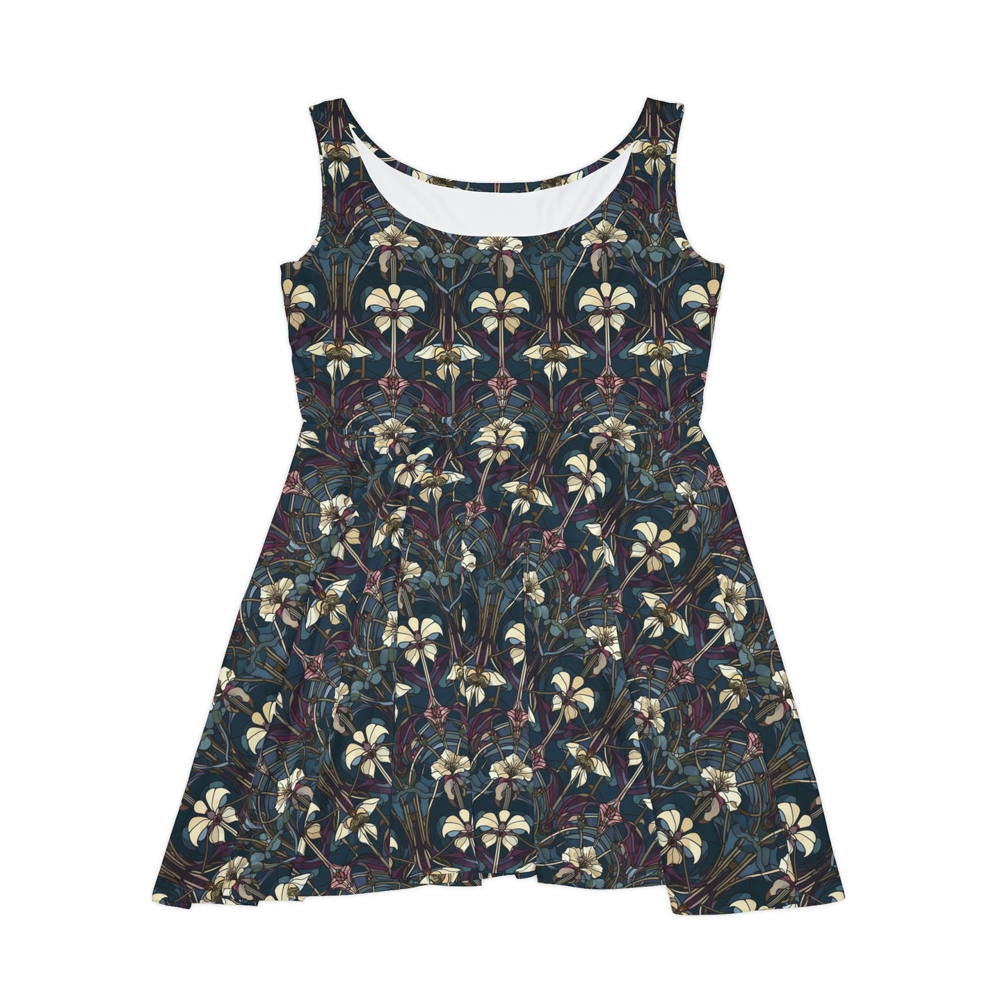 Art Deco Orchids Women's Skater Dress (AOP)
