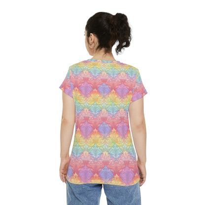 Rainbow Damask (v2) Women's Short Sleeve Shirt (AOP)