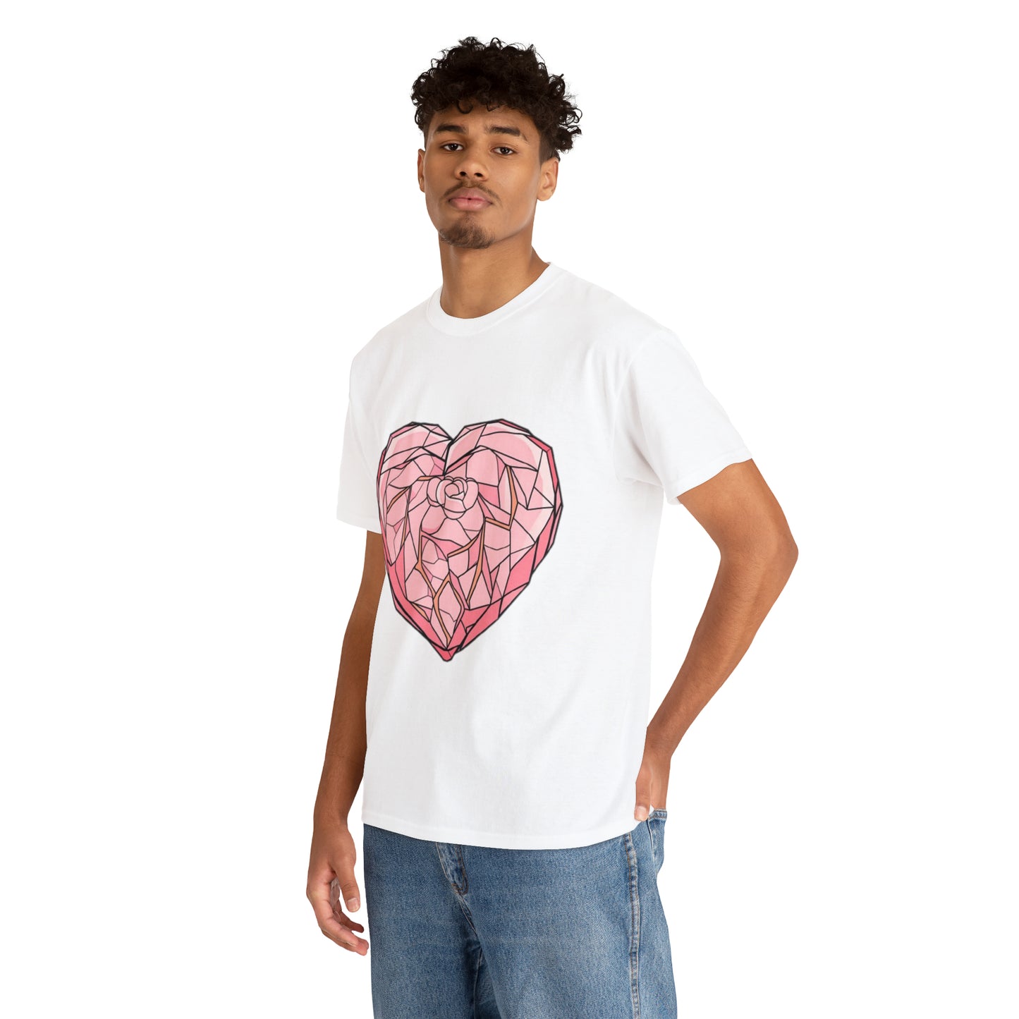 Rose Quartz Heart Unisex Heavy Cotton Tee