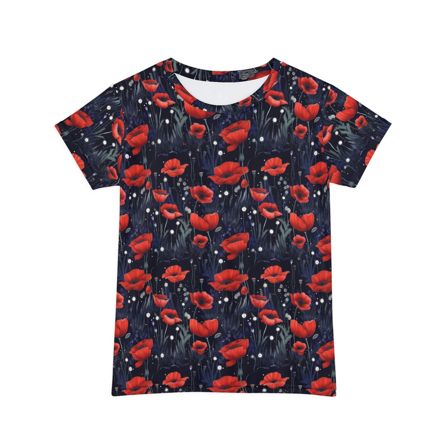 Night Poppies Women's Short Sleeve Shirt (AOP)