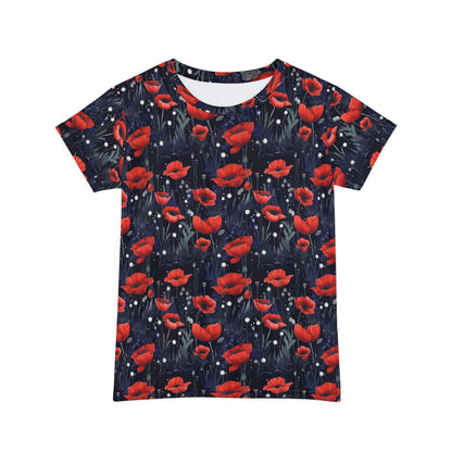 Night Poppies Women's Short Sleeve Shirt (AOP)