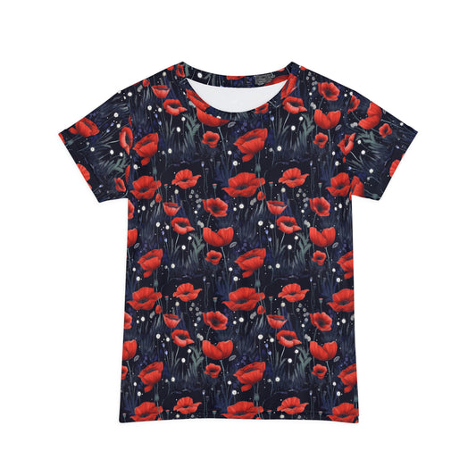Night Poppies Women's Short Sleeve Shirt (AOP)