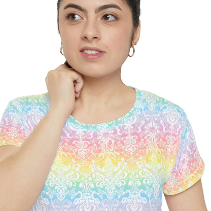Rainbow Damask (v1) Women's Short Sleeve Shirt (AOP)