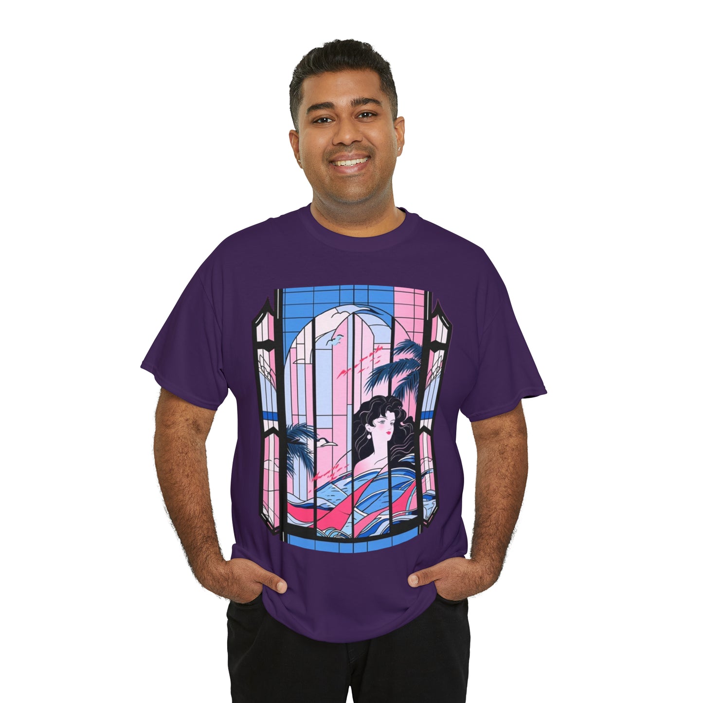 Vaporwave Window Unisex Heavy Cotton Tee